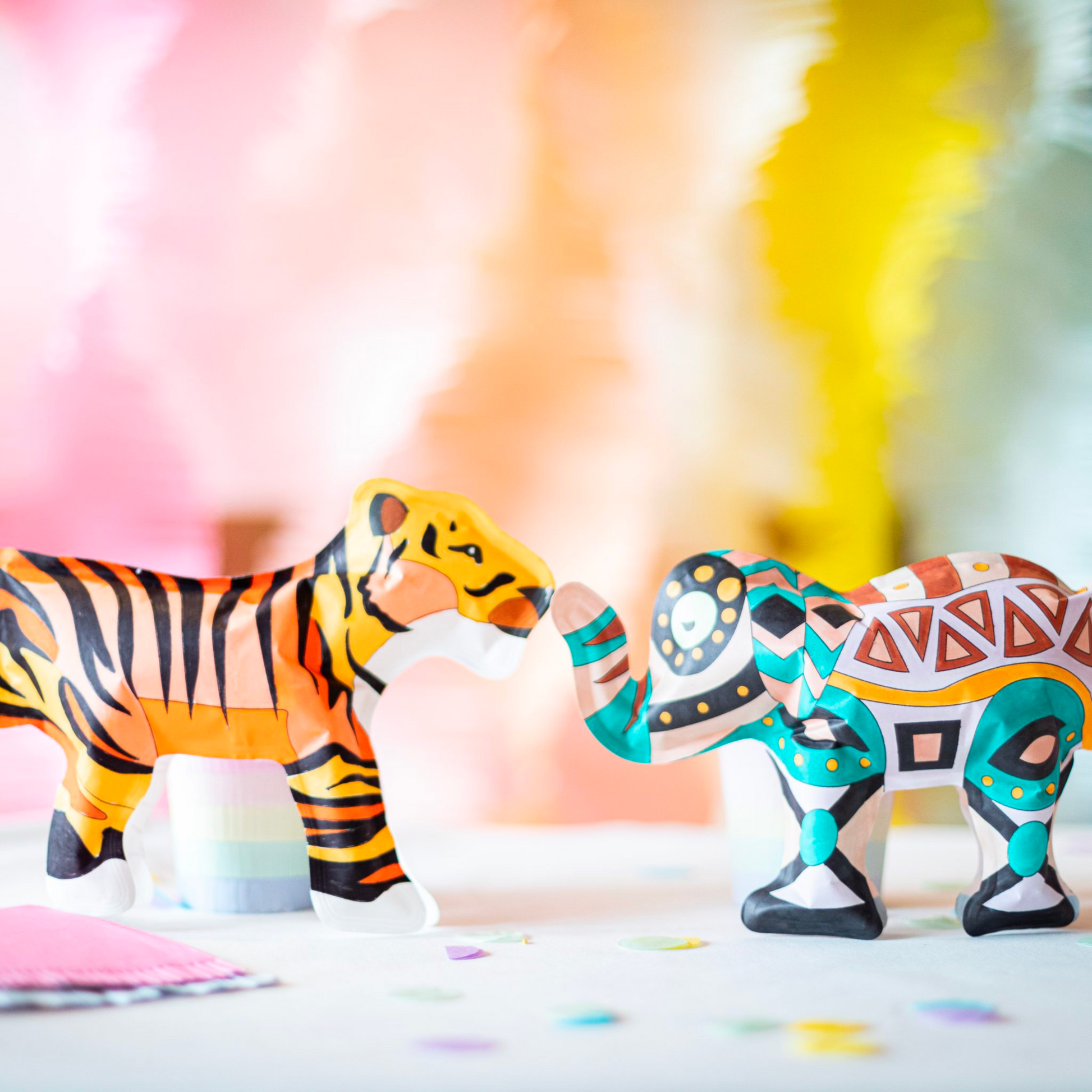 Coloriage 3D gonflable - Eléphant & Tigre-Ara Creative-Super Châtaigne-Collages & Coloriages : Product type