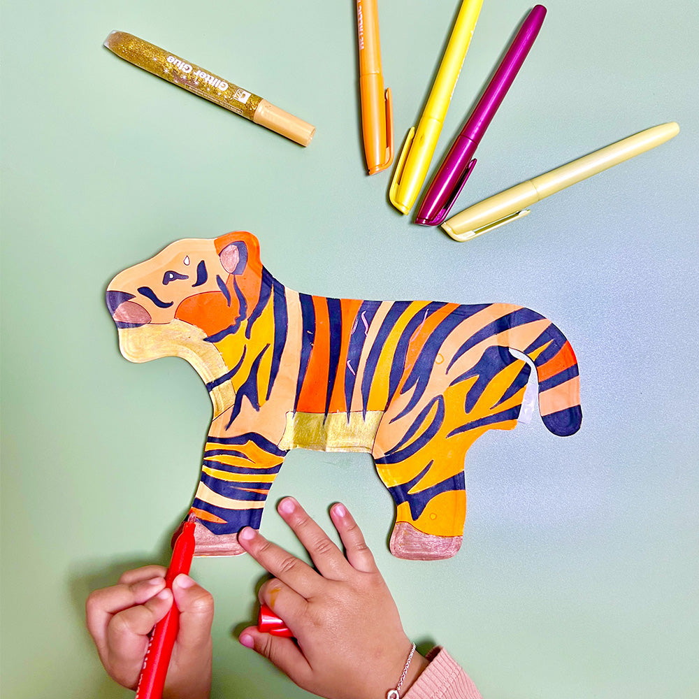 Coloriage 3D gonflable - Eléphant & Tigre-Ara Creative-Super Châtaigne-Collages & Coloriages : Product type