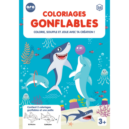 Coloriages gonflables 3D | Requin & dauphin-Ara Creative-Super Châtaigne-Collages & Coloriages : Product type