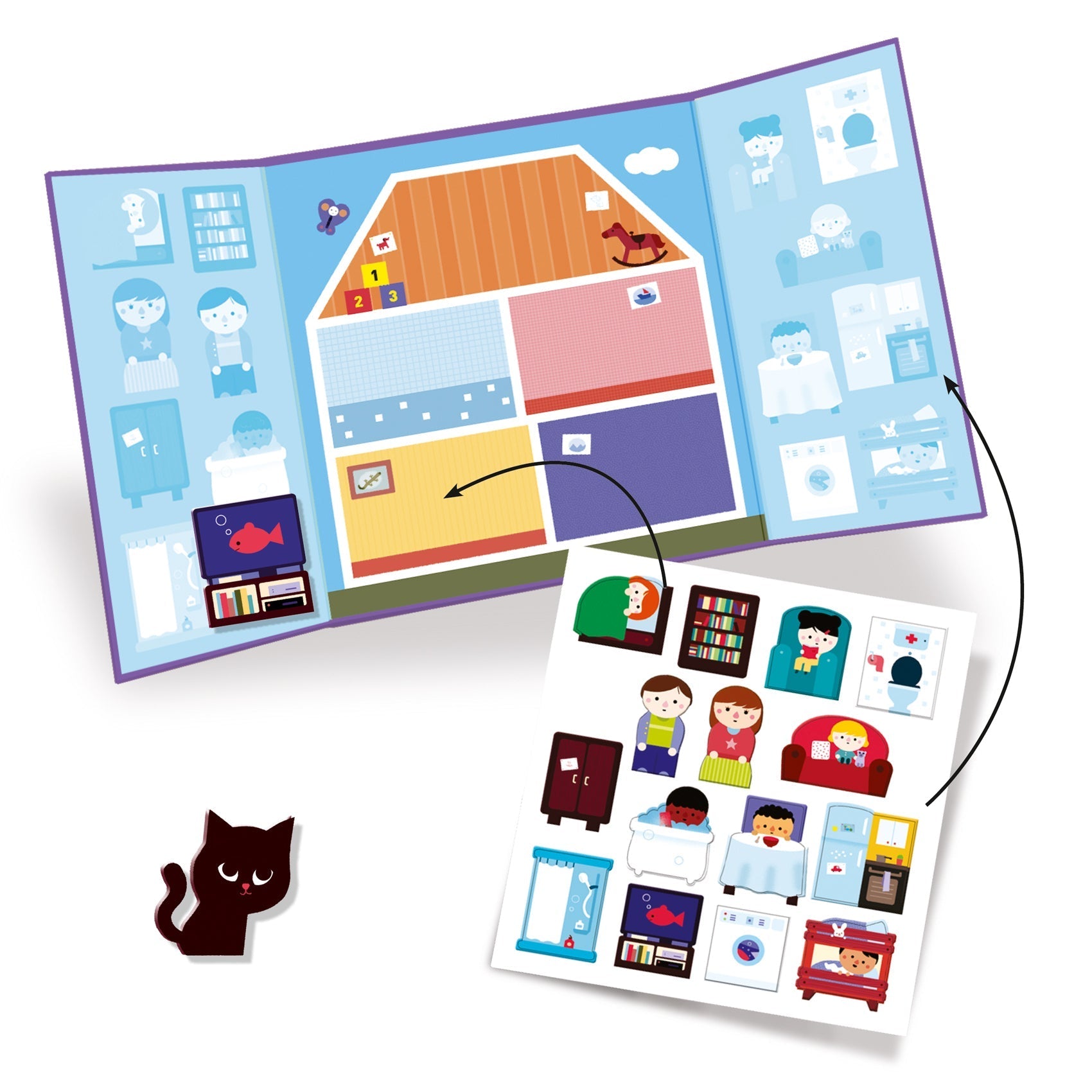 Créer avec des stickers | La maison-Djeco-Super Châtaigne-Collages & Coloriages : Product type