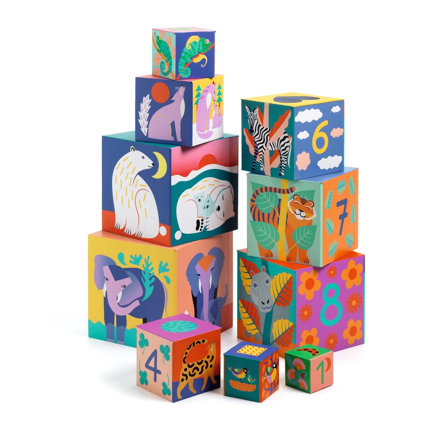 Cubes à empiler | Animaux Sauvages-Djeco-Super Châtaigne-Jeux éducatifs : Product type