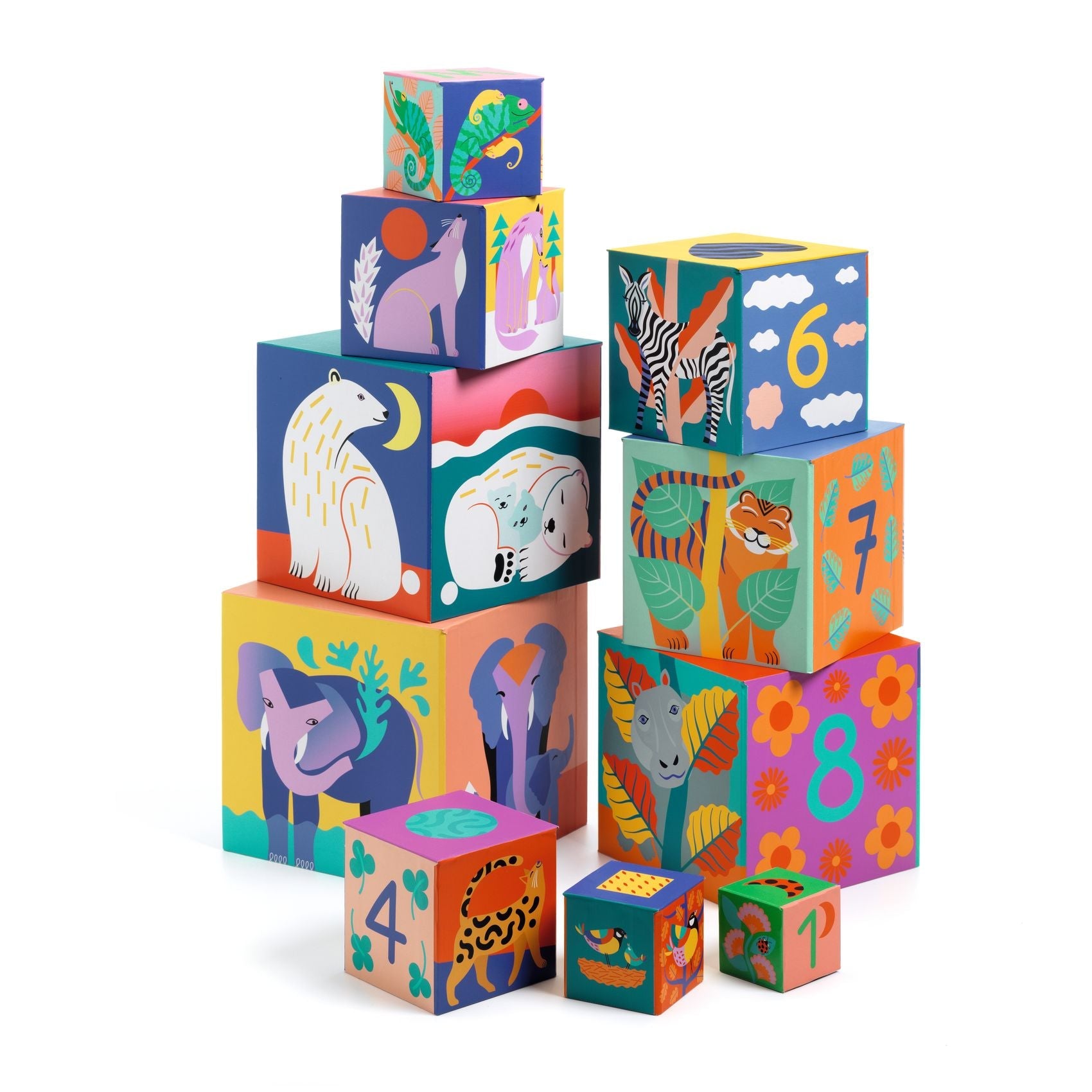 Cubes à empiler | Animaux Sauvages-Djeco-Super Châtaigne-Jeux éducatifs : Product type