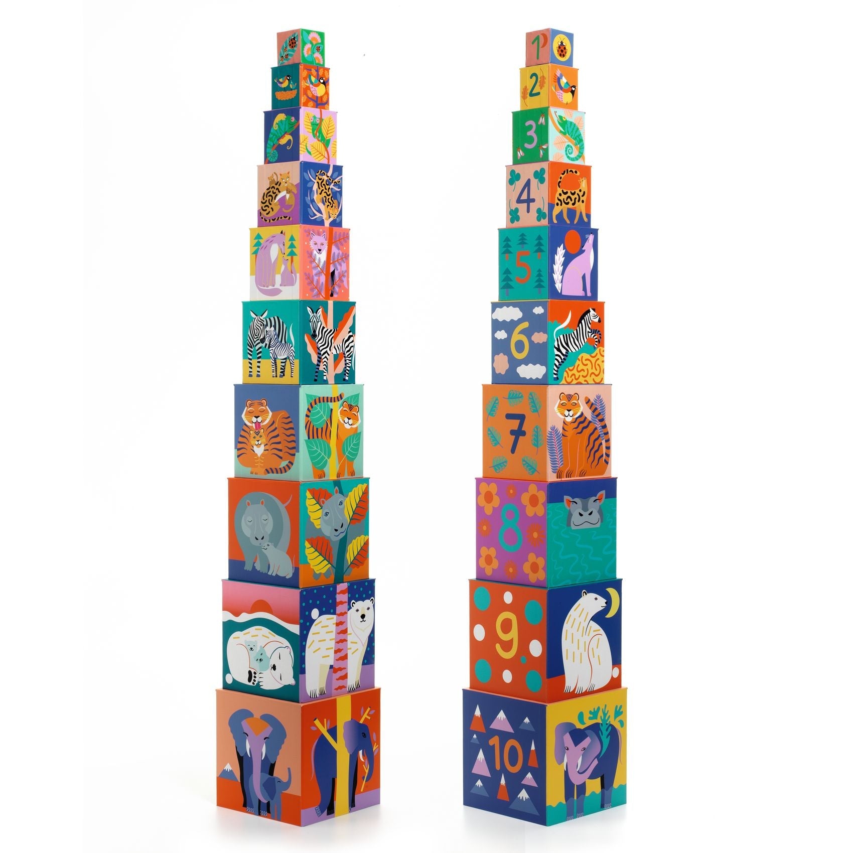 Cubes à empiler | Animaux Sauvages-Djeco-Super Châtaigne-Jeux éducatifs : Product type