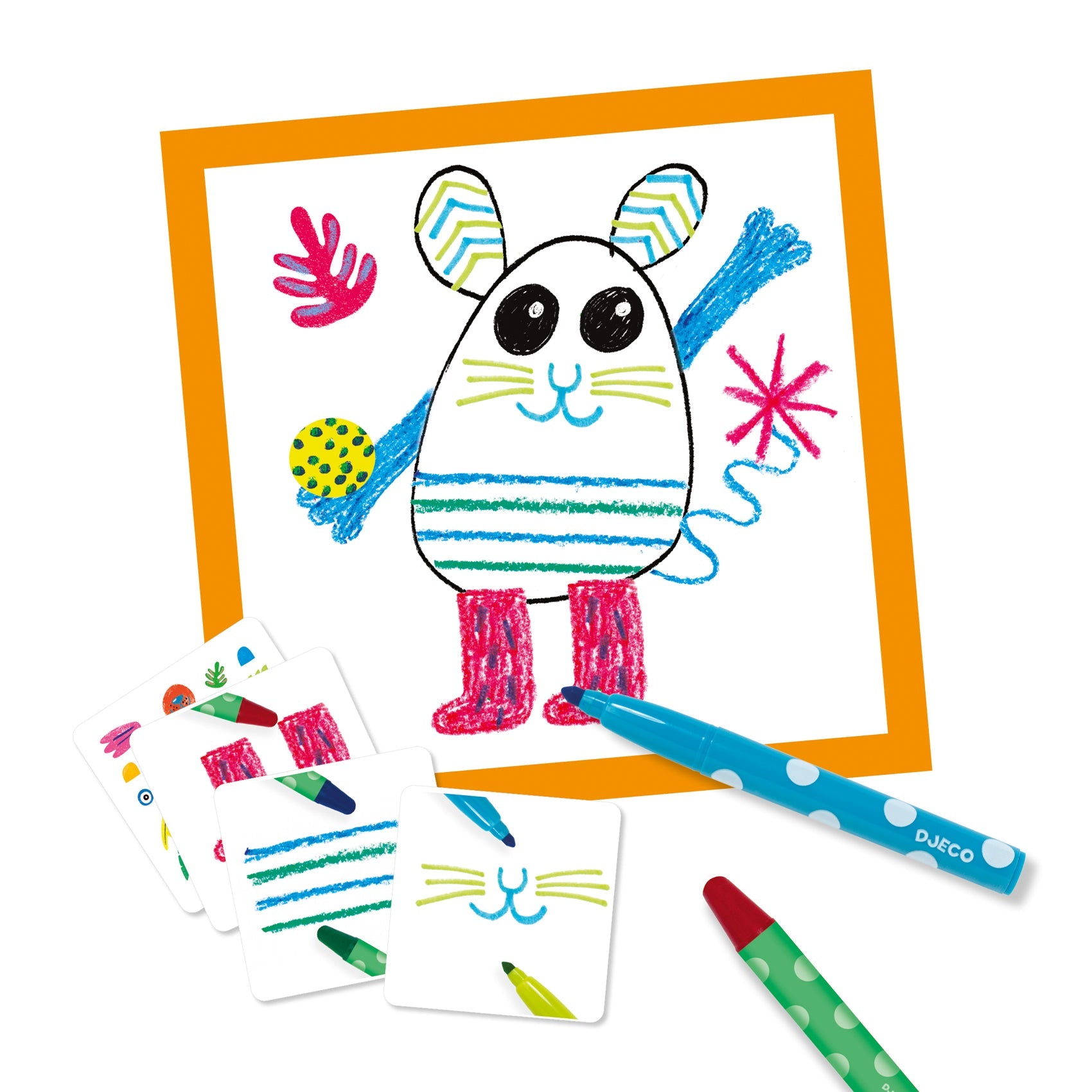 Dessiner ensemble | Animaux rigolos-Djeco-Super Châtaigne-Collages & Coloriages : Product type
