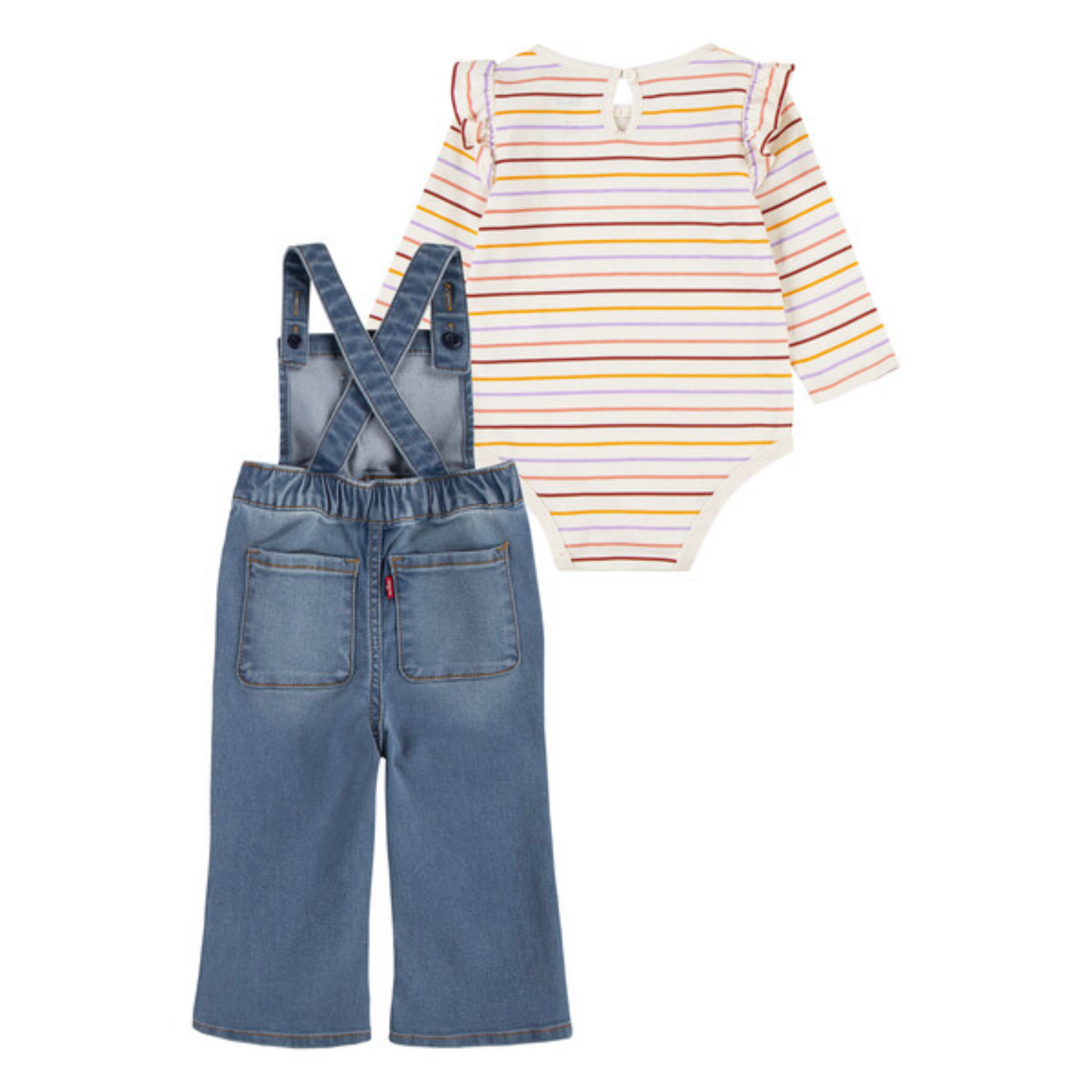 Ensemble 2 pièces | Salopette & body rayé-Levi's-Super Châtaigne-Ensembles : Product type