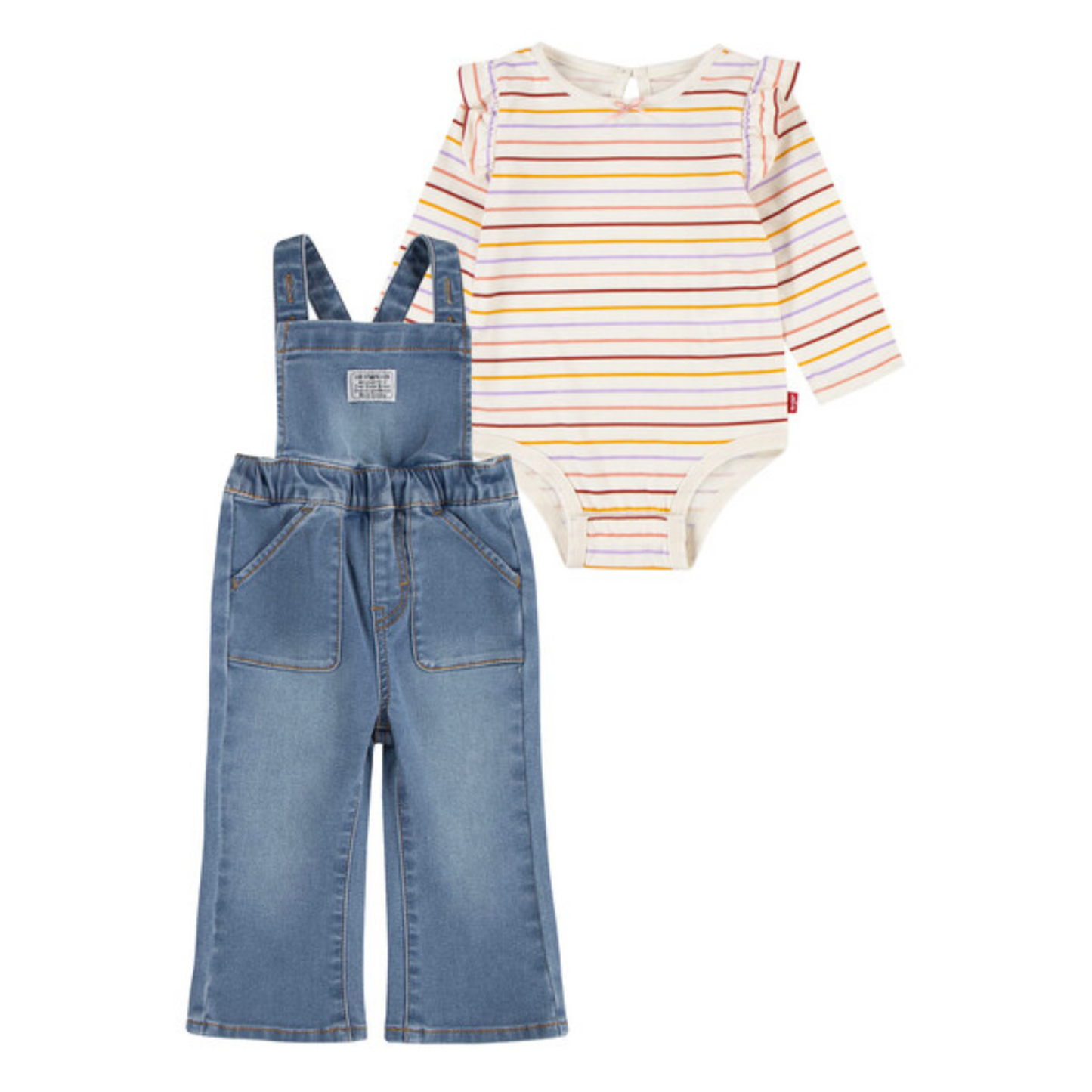 Ensemble 2 pièces | Salopette & body rayé-Levi's-Super Châtaigne-Ensembles : Product type