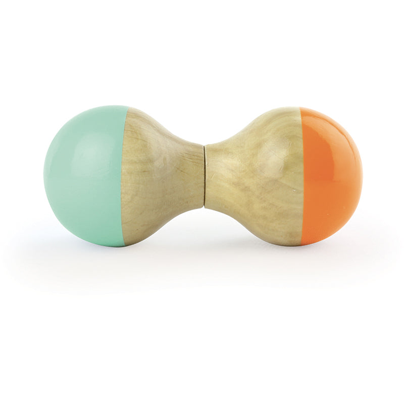 Hochet en bois | Vert & Orange-Vilac-Super Châtaigne-Musique : Product type