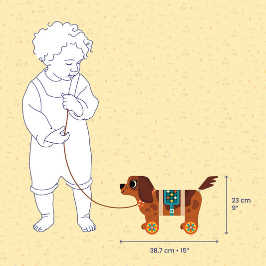 Jouet à trainer | Chien - Nico-Djeco-Super Châtaigne-Eveil & Motricité : Product type