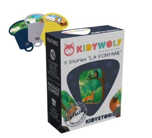 KIDYSTORIES - Histoires pour la lampe Kidyslide - Les fables de la fontaine-Kidywolf-Super Châtaigne-Imagination : Product type