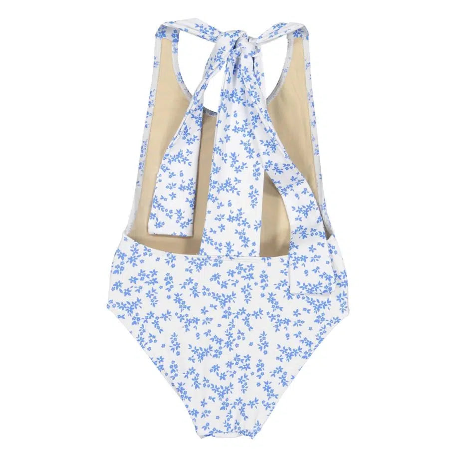 Maillot | Blanc à fleurs bleu-Piu Piu Chick-Super Châtaigne-outlet : Product type