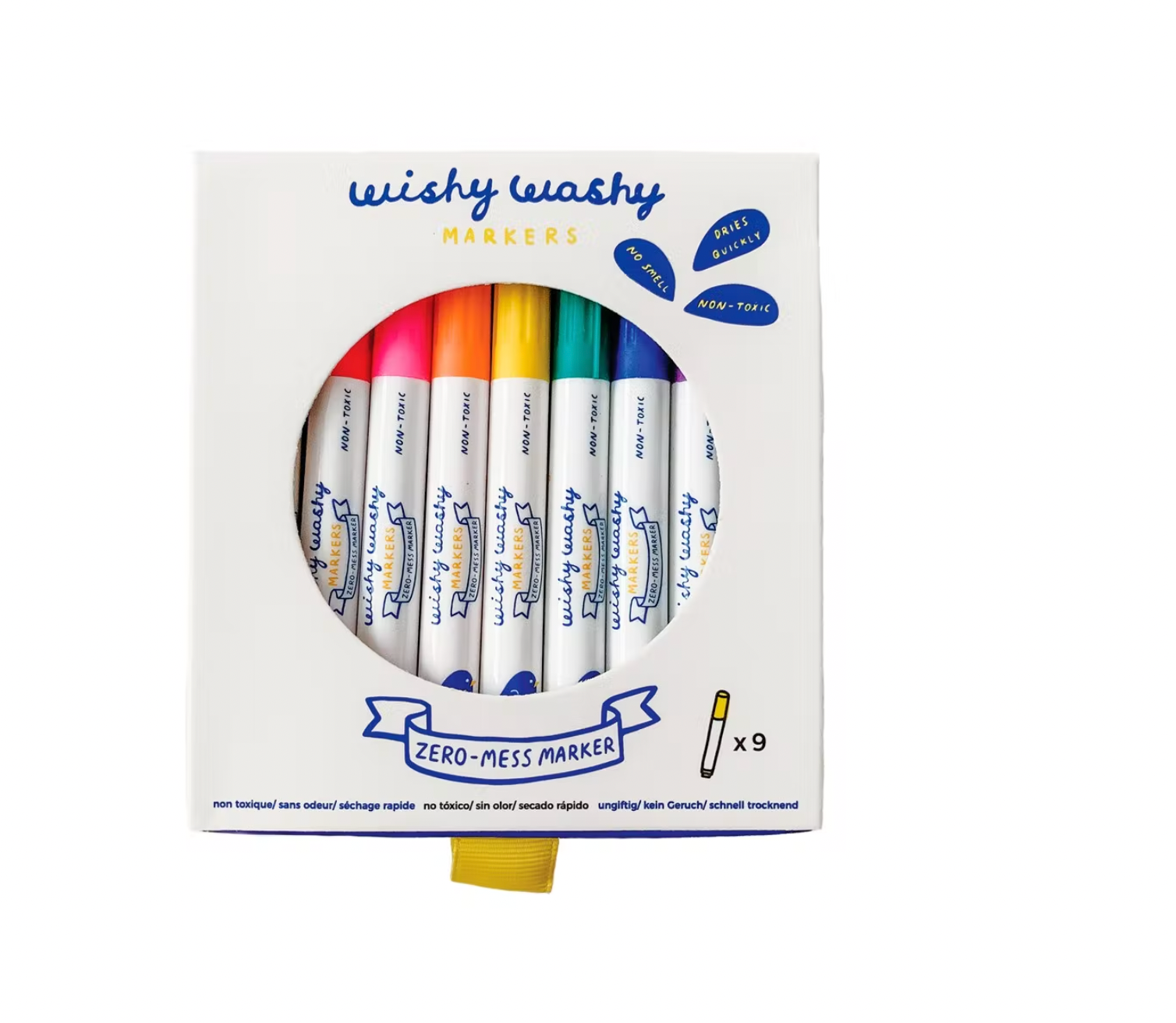 Marqueurs WISHY WASHY - Set de 9 couleurs, inodore et lavable-Jaq Jaq Bird-Super Châtaigne-Matériel : Product type