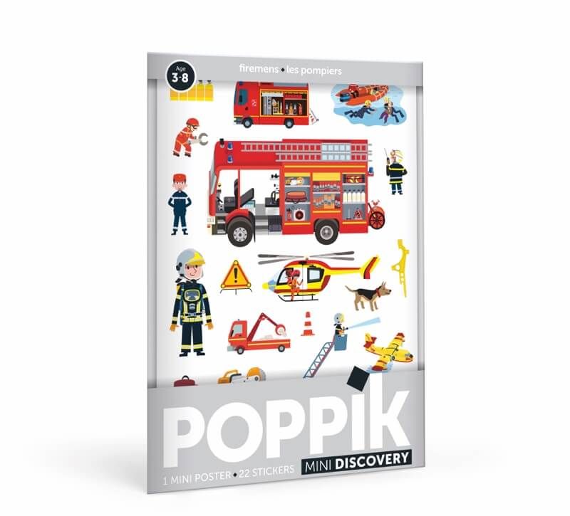 Mini Poster pédagogique - Les pompiers-Poppik-Super Châtaigne-Collages & Coloriages : Product type