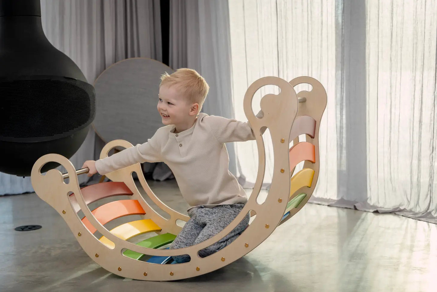 Module de motricité en bois - Rocker - Arc-en-ciel-Kate Haa-Super Châtaigne-Jeux éducatifs : Product type
