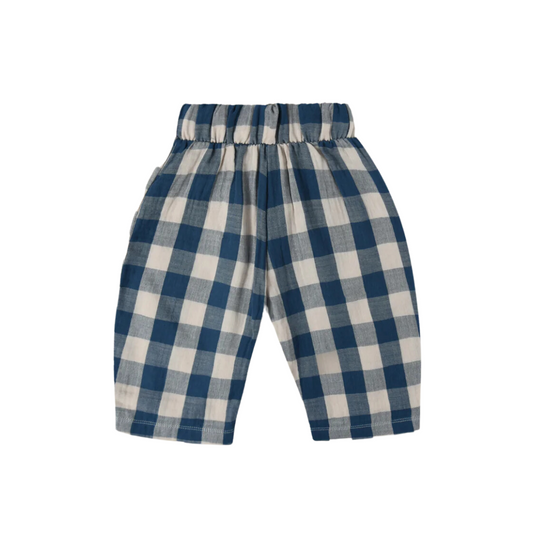 Pantalon Fisherman | A carreaux bleu et blanc-Organic Zoo-Super Châtaigne-Pantalons, Leggins & Jeans : Product type