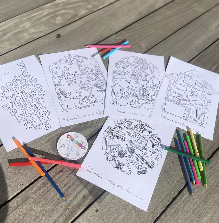 Pochette de 15 coloriages en langue corse-AB Design-Super Châtaigne-Collages & Coloriages : Product type