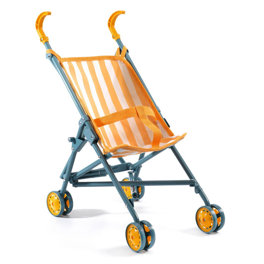 Pomea | Poussette à rayures bleues & jaunes-Djeco-Super Châtaigne-Imitation : Product type