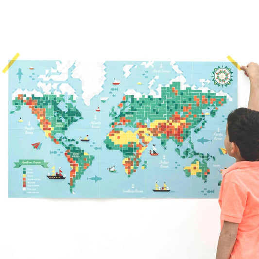 Poster créatif et stickers - Carte du monde-Poppik-Super Châtaigne-Collages & Coloriages : Product type