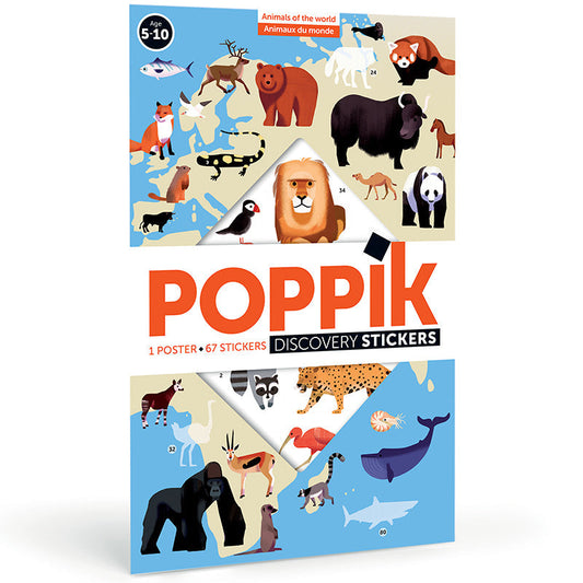 Poster pédagogique - Animaux du monde-Poppik-Super Châtaigne-Collages & Coloriages : Product type