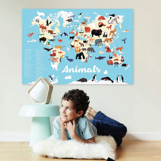 Poster pédagogique - Animaux du monde-Poppik-Super Châtaigne-Collages & Coloriages : Product type