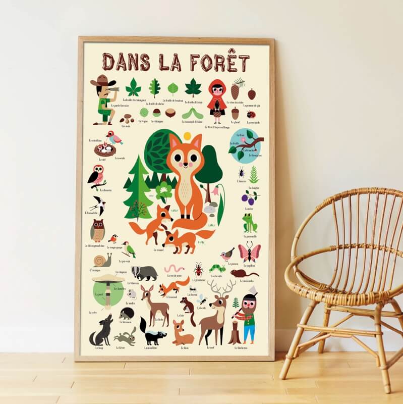 Poster pédagogique - La forêt-Poppik-Super Châtaigne-Collages & Coloriages : Product type