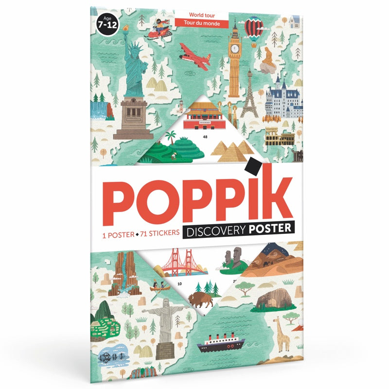 Poster pédagogique - Tour du monde-Poppik-Super Châtaigne-Collages & Coloriages : Product type