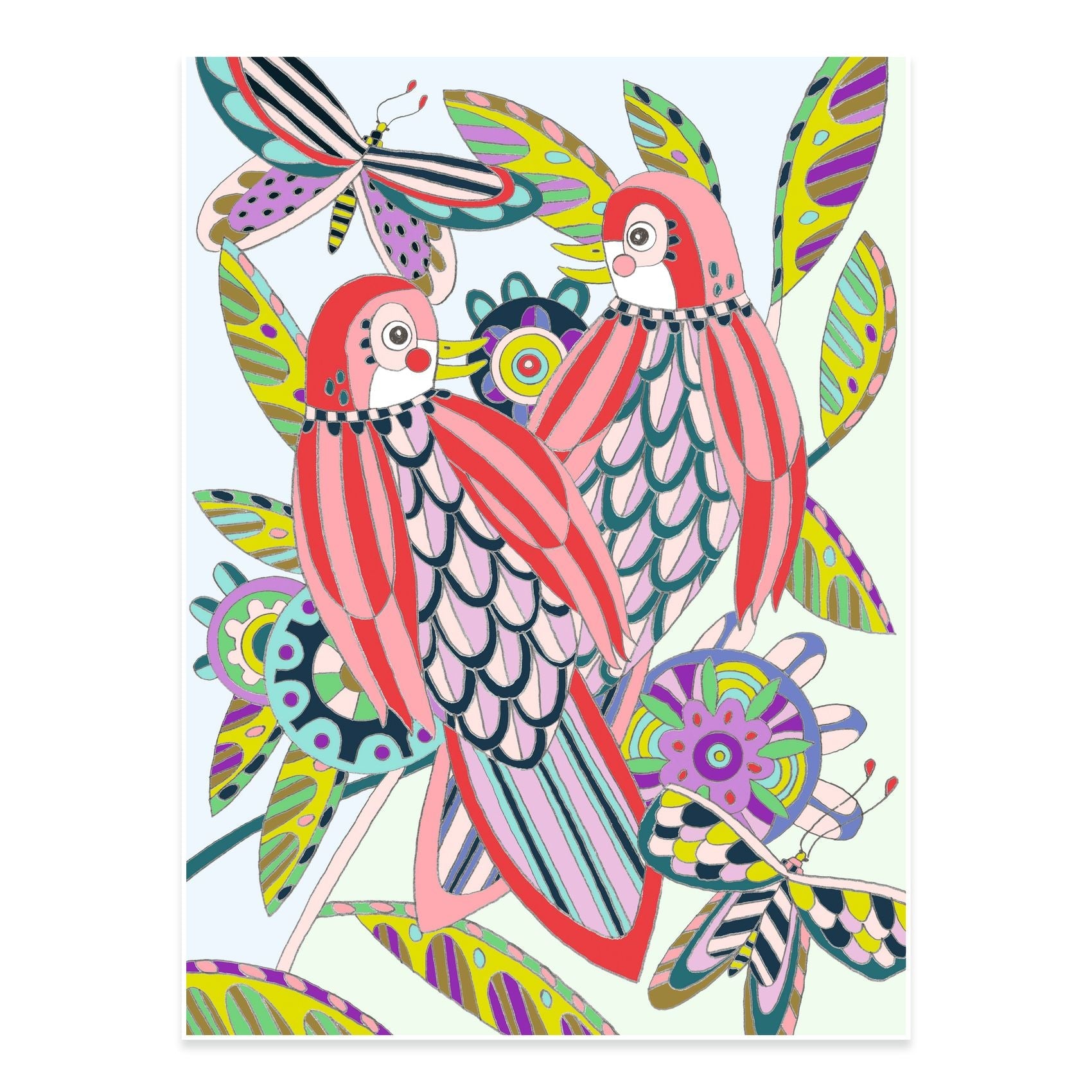 Posters à colorier | Oiseaux-Djeco-Super Châtaigne-Collages & Coloriages : Product type