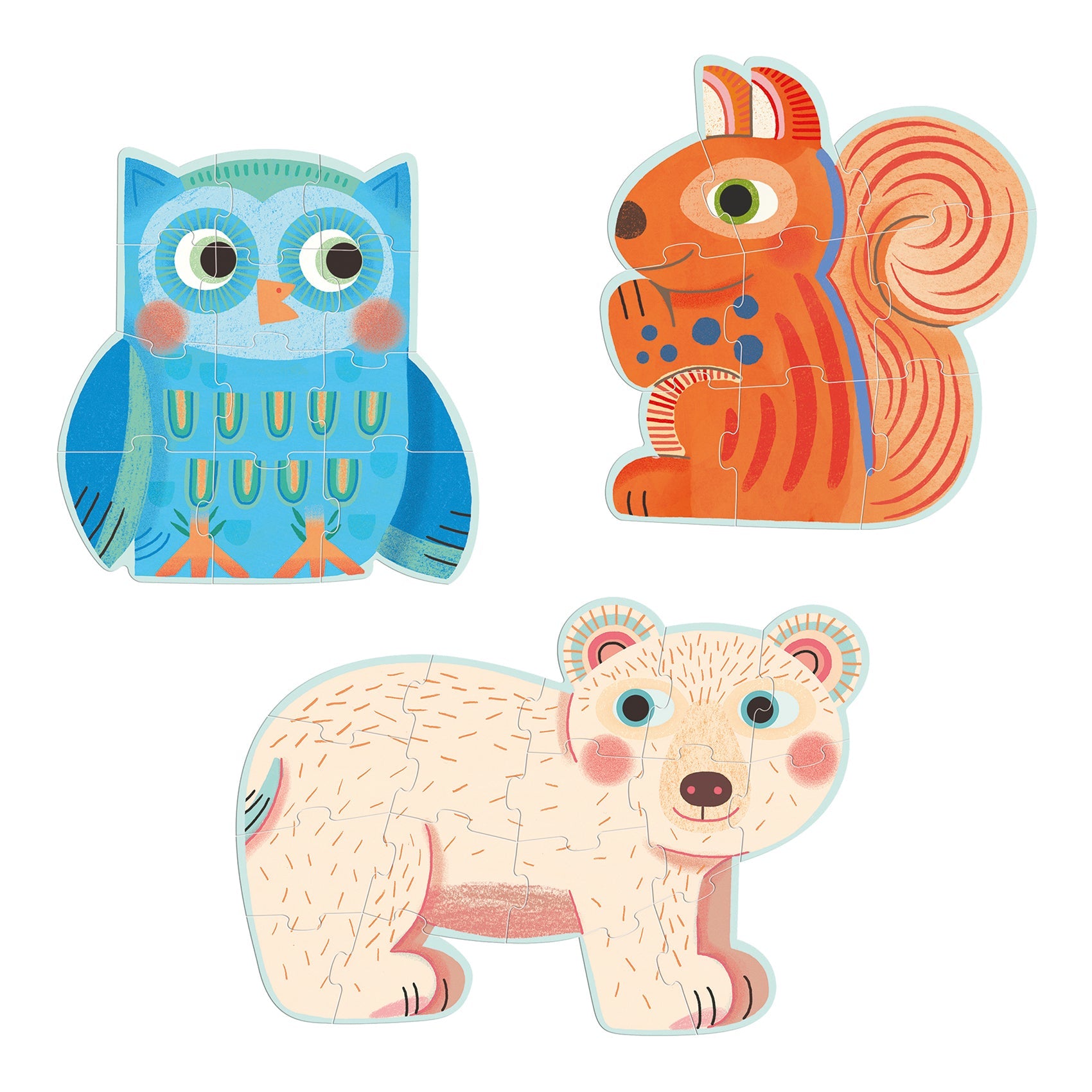 Primo puzzle | Animaux dans la foret-Djeco-Super Châtaigne-Puzzle : Product type