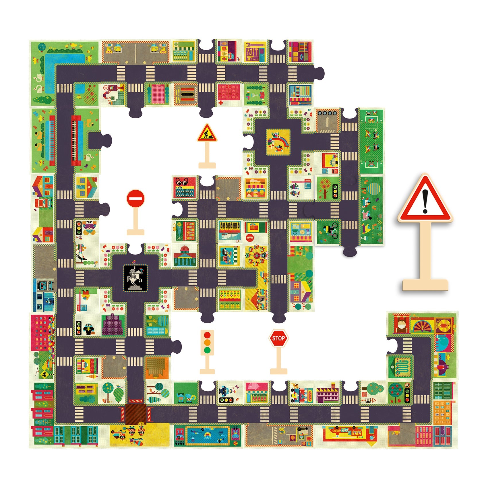 Puzzle géant | La ville-Djeco-Super Châtaigne-Puzzle : Product type