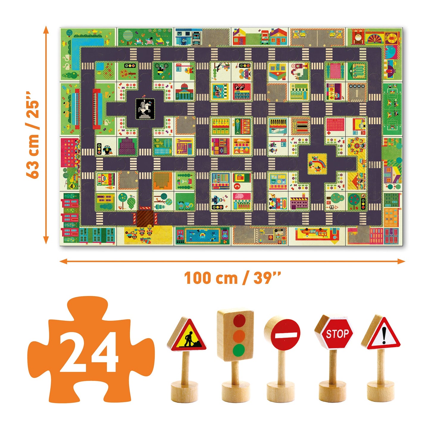 Puzzle géant | La ville-Djeco-Super Châtaigne-Puzzle : Product type
