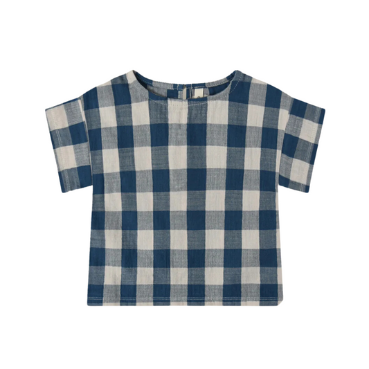 Tee-shirt à carreaux | Bleu et blanc-Organic Zoo-Super Châtaigne-T-shirts & Débardeurs : Product type