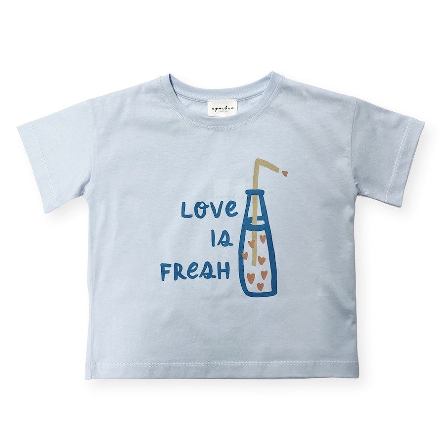 Tee shirt love is fresh | Bleu ciel-Apaches Collections-Super Châtaigne-T-shirts & Débardeurs : Product type